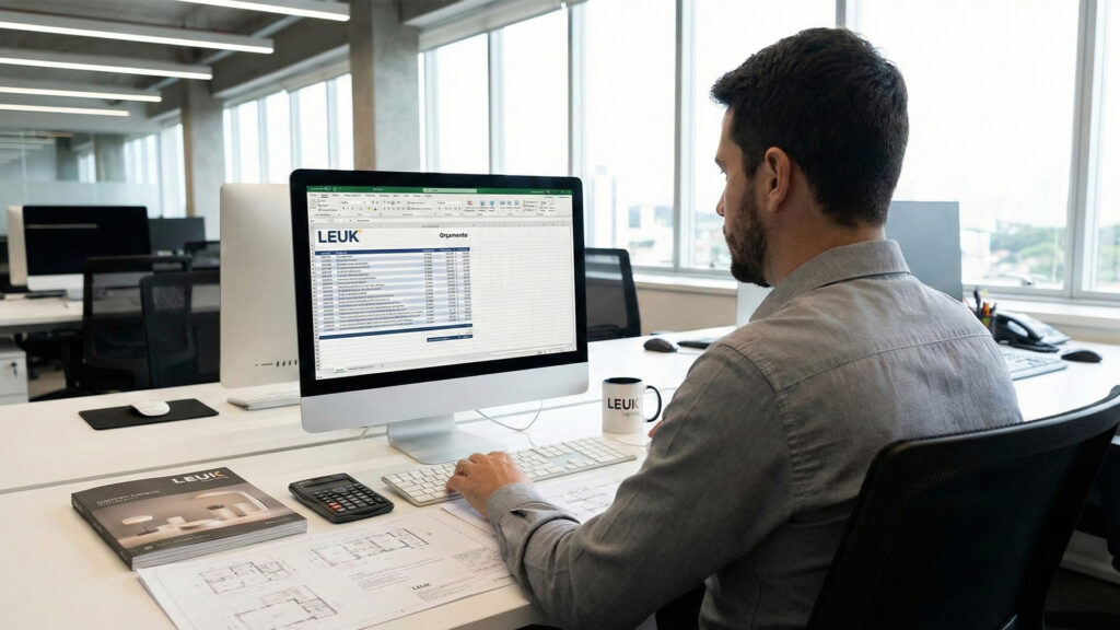 Orçamentação técnica LEUK com análise de stock, tempos de produção e custos em tempo real